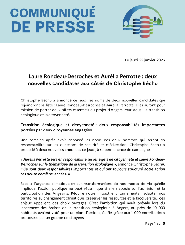 Laure Rondeau-Desroches et Aurélia Perrotte : deux nouvelles candidates aux côtés de Christophe Béchu 