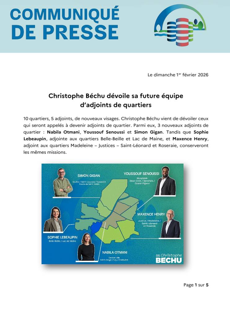 Christophe Béchu dévoile sa future équipe d&rsquo;adjoints de quartiers